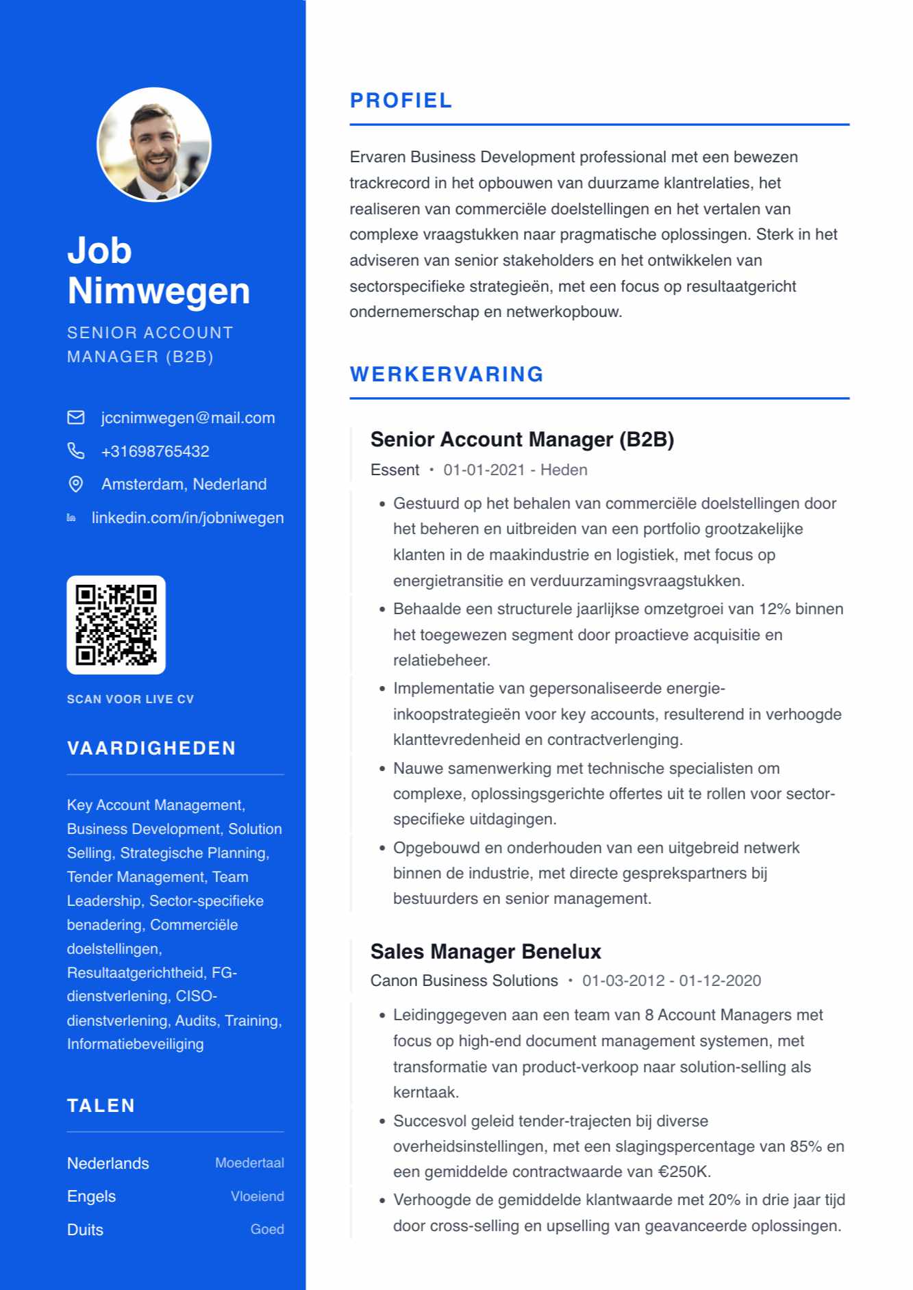 Voorbeeld van cv-template Modern